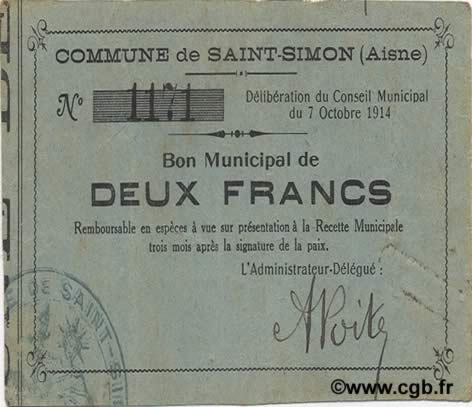 2 Francs FRANCE regionalism and various  1914 JP.02-2101 VF+