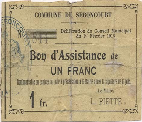 1 Franc FRANCE Regionalismus und verschiedenen  1915 JP.02-2118 fS