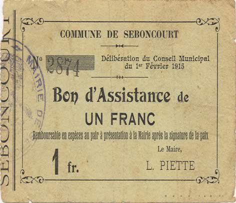 1 Franc FRANCE regionalismo e varie  1915 JP.02-2118 BB