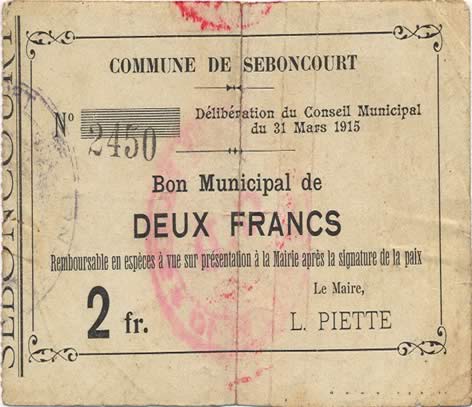 2 Francs FRANCE regionalism and various  1915 JP.02-2121 F
