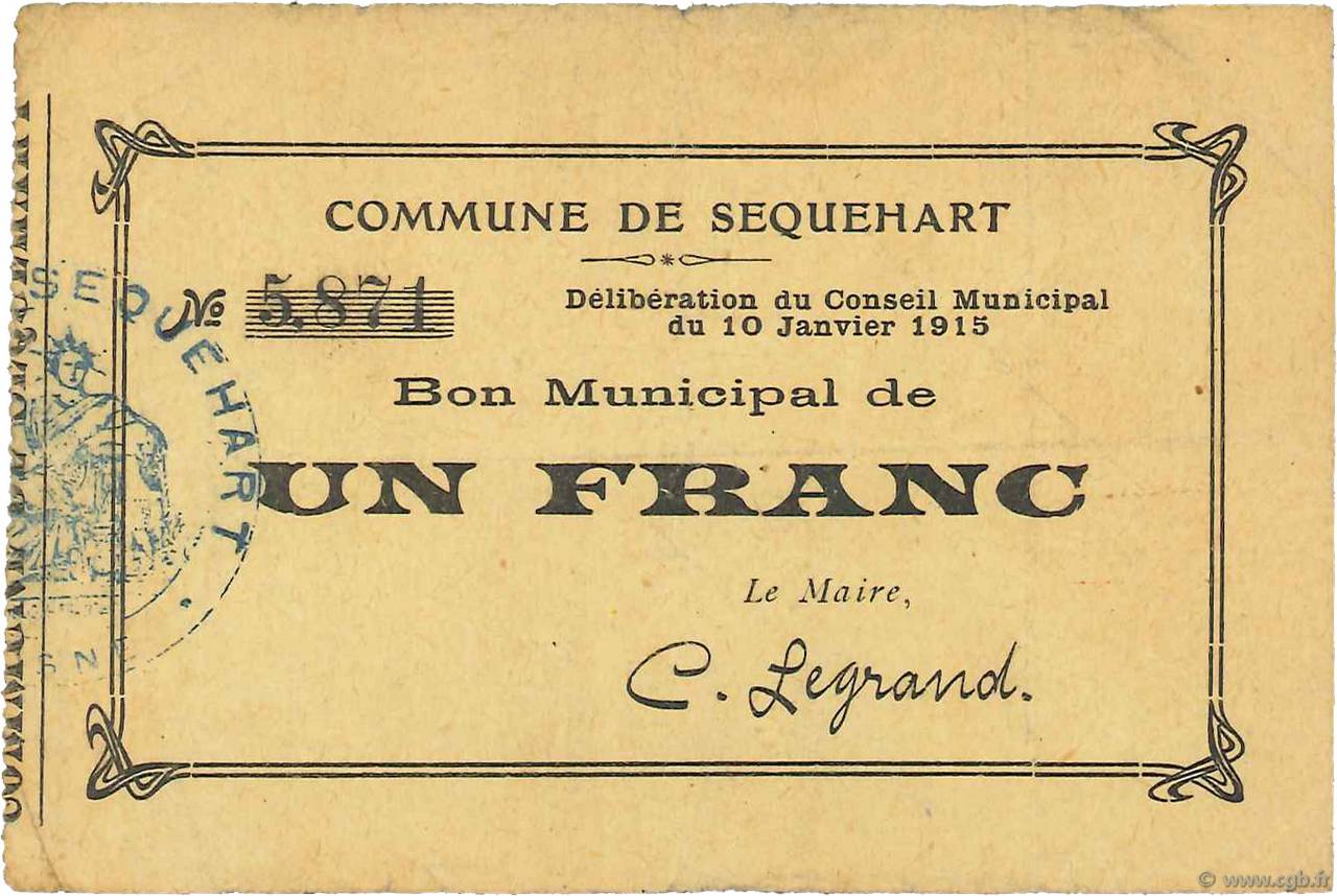 1 Franc FRANCE regionalism and various  1915 JP.02-2140 VF