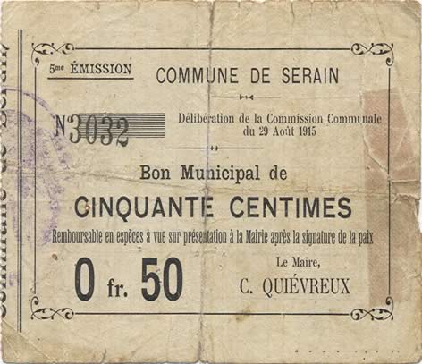 50 Centimes FRANCE regionalism and miscellaneous  1915 JP.02-2164 F