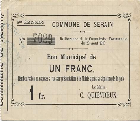 1 Franc FRANCE Regionalismus und verschiedenen  1915 JP.02-2165 SS