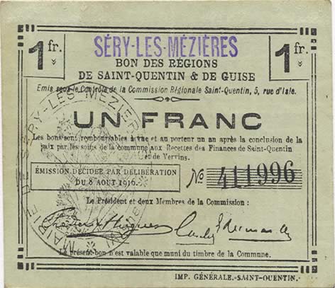 1 Franc FRANCE regionalism and miscellaneous  1916 JP.02-2175.SQG VF
