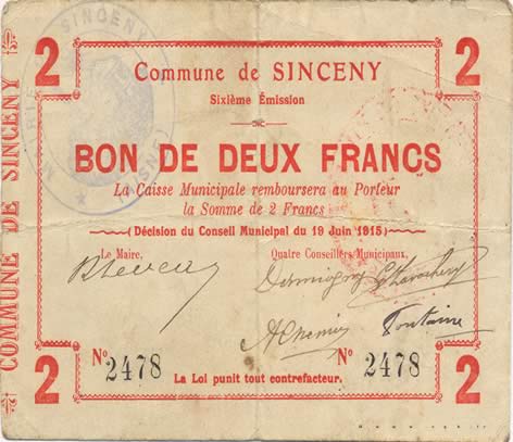 2 Francs FRANCE regionalism and miscellaneous  1915 JP.02-2189 F+