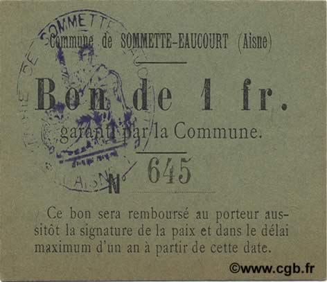 1 Franc FRANCE regionalism and various  1916 JP.02-2208 AU