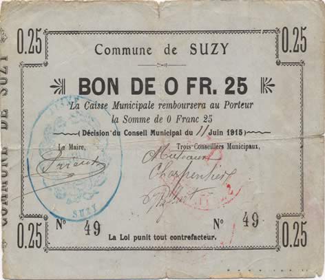 25 Centimes FRANCE regionalism and various  1915 JP.02-2213 F+