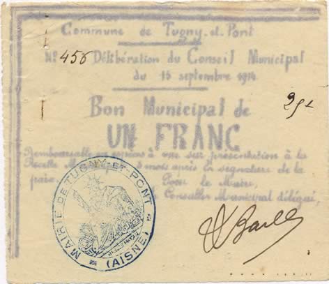 1 Franc FRANCE regionalism and various  1914 JP.02-2298 VF