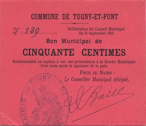 50 Centimes FRANCE regionalismo e varie  1914 JP.02-2302 AU