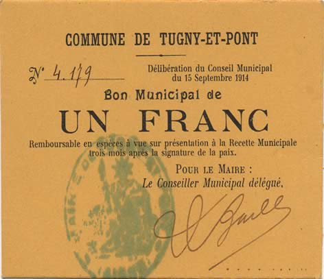 1 Franc FRANCE regionalismo e varie  1914 JP.02-2307 MB