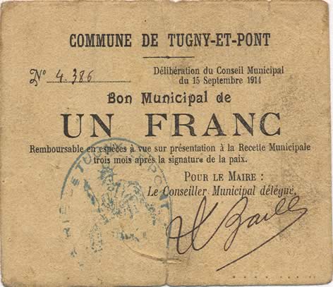 1 Franc FRANCE regionalism and various  1914 JP.02-2307 F