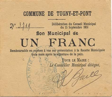 1 Franc FRANCE regionalismo e varie  1914 JP.02-2307 AU