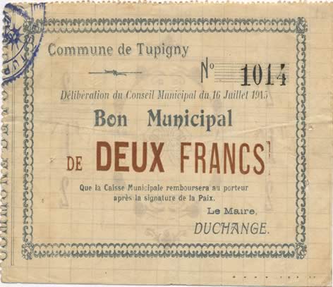 2 Francs FRANCE regionalismo y varios  1915 JP.02-2314 MBC