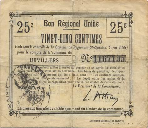 25 Centimes FRANCE regionalismo y varios  1916 JP.02-2319.BRU BC+