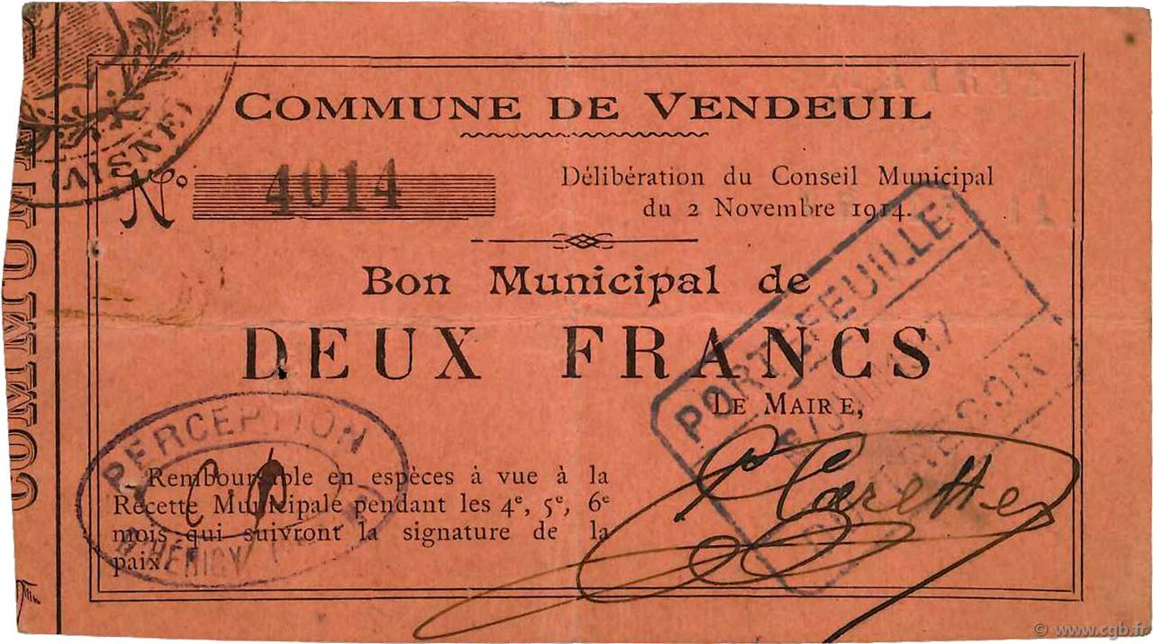 2 Francs FRANCE regionalism and miscellaneous  1914 JP.02-2364 VF