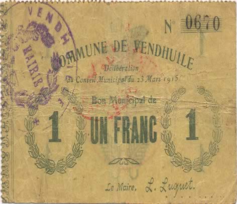 1 Franc FRANCE regionalism and miscellaneous  1915 JP.02-2371 F+