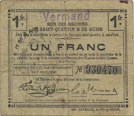 1 Franc FRANCE Regionalismus und verschiedenen  1916 JP.02-2386.SQG S