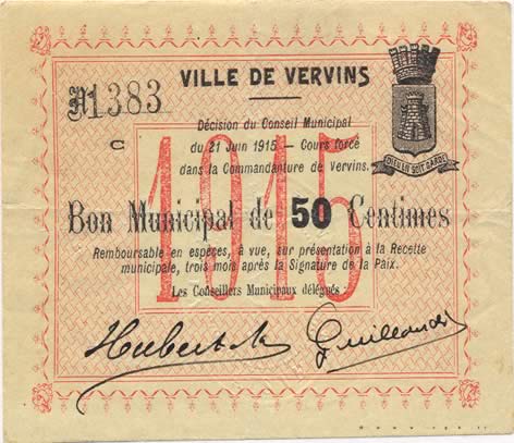 50 Centimes FRANCE Regionalismus und verschiedenen  1915 JP.02-2390 SS