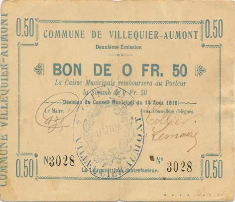 50 Centimes FRANCE Regionalismus und verschiedenen  1915 JP.02-2397 SS