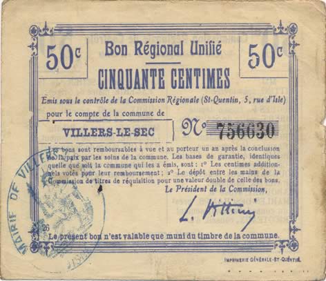50 Centimes FRANCE regionalismo e varie  1916 JP.02-2404.BRU BB