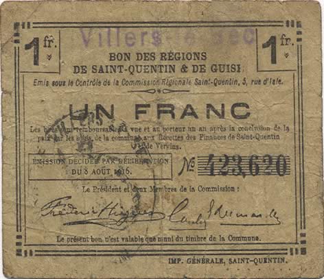 1 Franc FRANCE regionalism and miscellaneous  1916 JP.02-2405.SQG VG