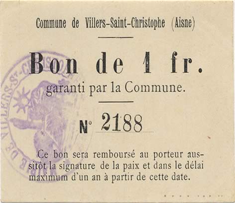 1 Franc FRANCE regionalism and miscellaneous  1916 JP.02-2426 VF