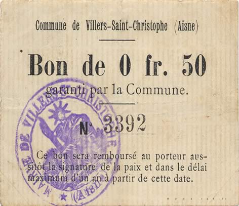 50 Centimes FRANCE Regionalismus und verschiedenen  1916 JP.02-2439 SS