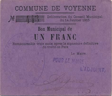 1 Franc FRANCE regionalism and various  1915 JP.02-2450 AU