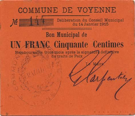 1,50 Franc FRANCE regionalism and miscellaneous  1915 JP.02-2452 XF