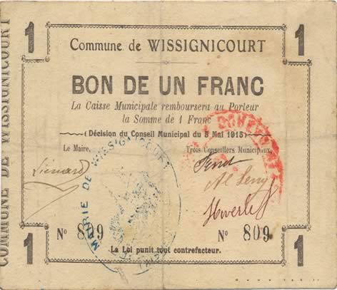 1 Franc FRANCE regionalismo e varie  1915 JP.02-2469 BB