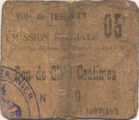 5 Centimes FRANCE regionalismo e varie  1915 JP.02-2720 q.MB