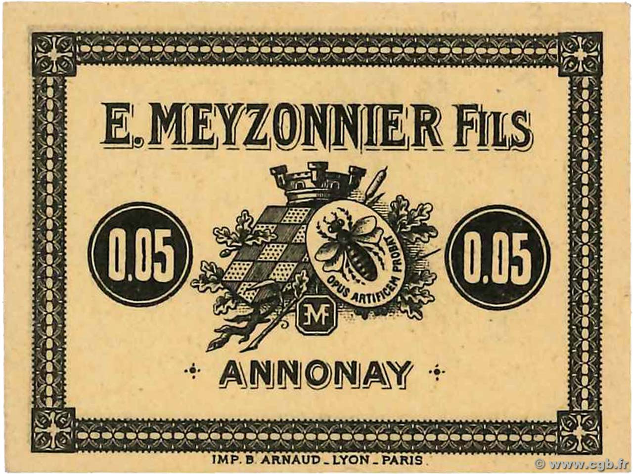 5 Centimes FRANCE regionalismo y varios Annonay 1914 JP.07-04 SC