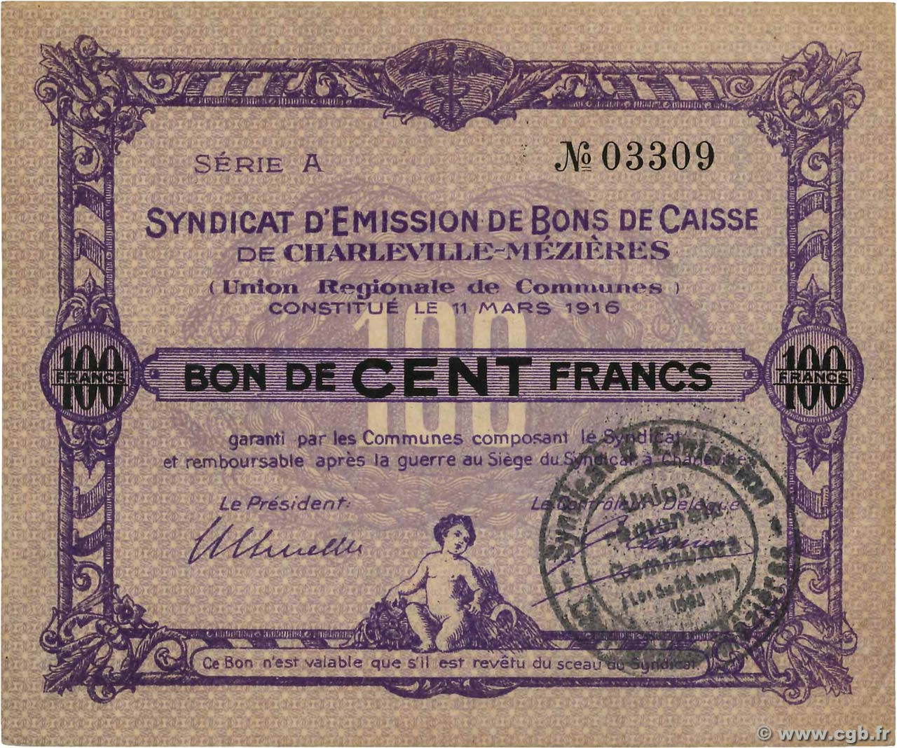 100 Francs FRANCE régionalisme et divers Charleville-Mezieres 1916 JP.08-100 SPL