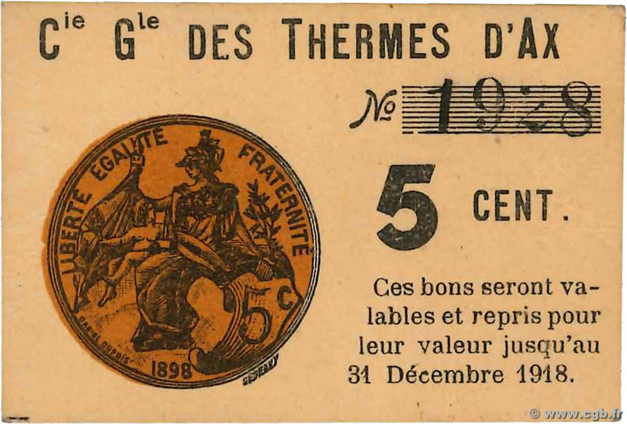 5 Centimes FRANCE Regionalismus und verschiedenen Ax 1918 JP.09-003 VZ