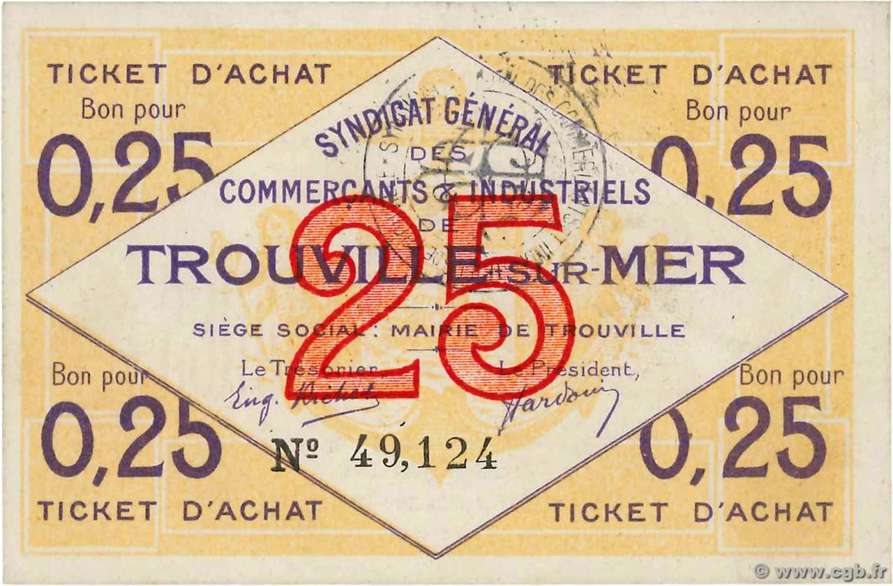 25 Centimes FRANCE Regionalismus und verschiedenen Trouville-Sur-Mer 1920 JP.14-09 ST