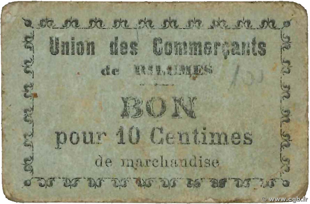 10 Centimes FRANCE regionalism and miscellaneous Rieumes 1914 JP.31-143 VF