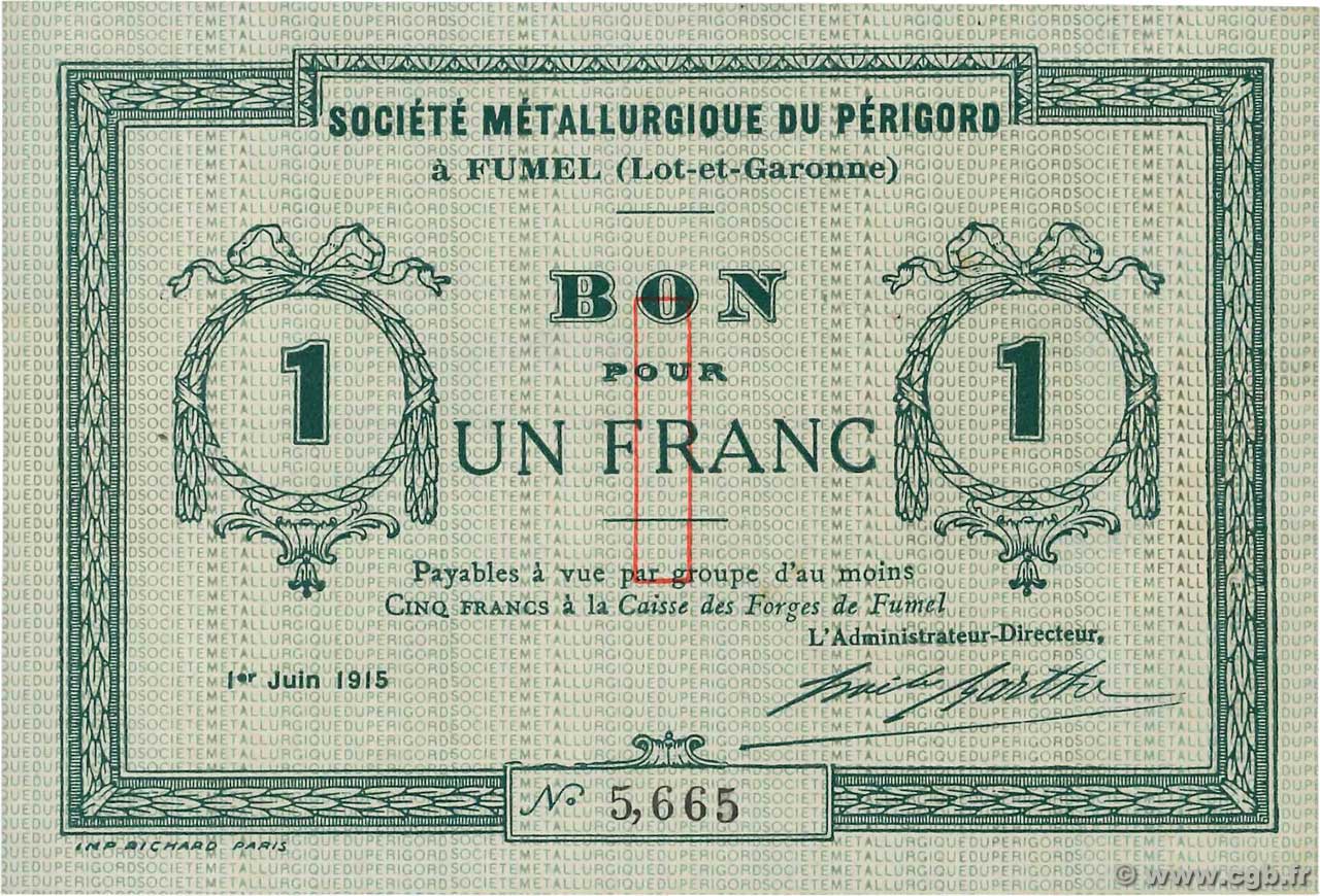 1 Franc FRANCE Regionalismus und verschiedenen Fumel 1915 JP.47-099 VZ