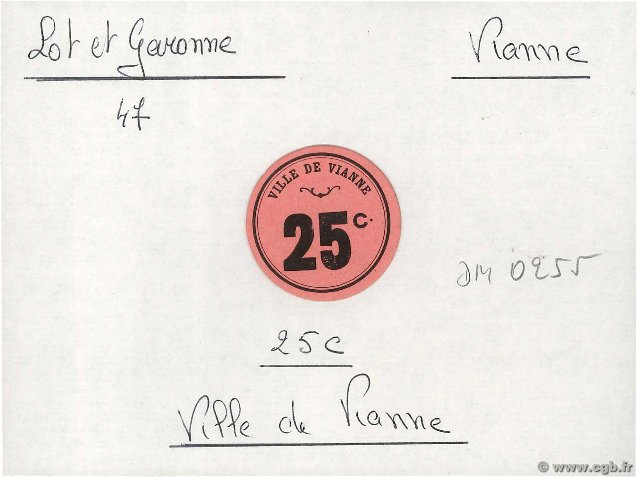 25 Centimes FRANCE regionalismo y varios Vianne 1914 JP.47-266 EBC