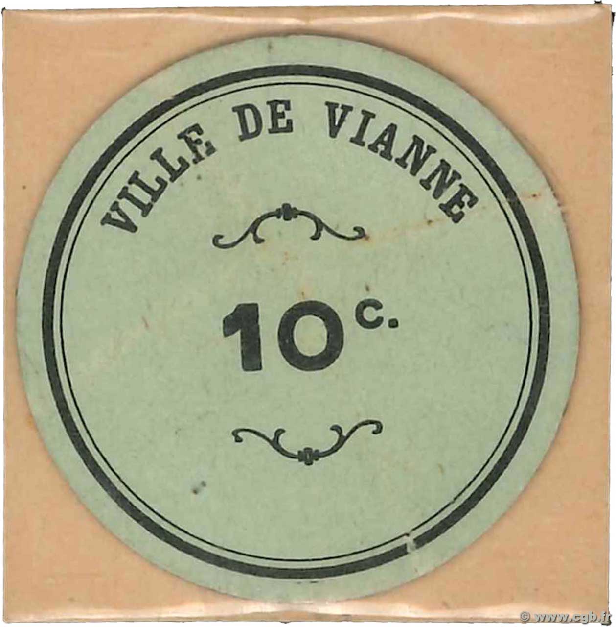 10 Centimes FRANCE regionalismo e varie Vianne 1914 JP.47-268 SPL