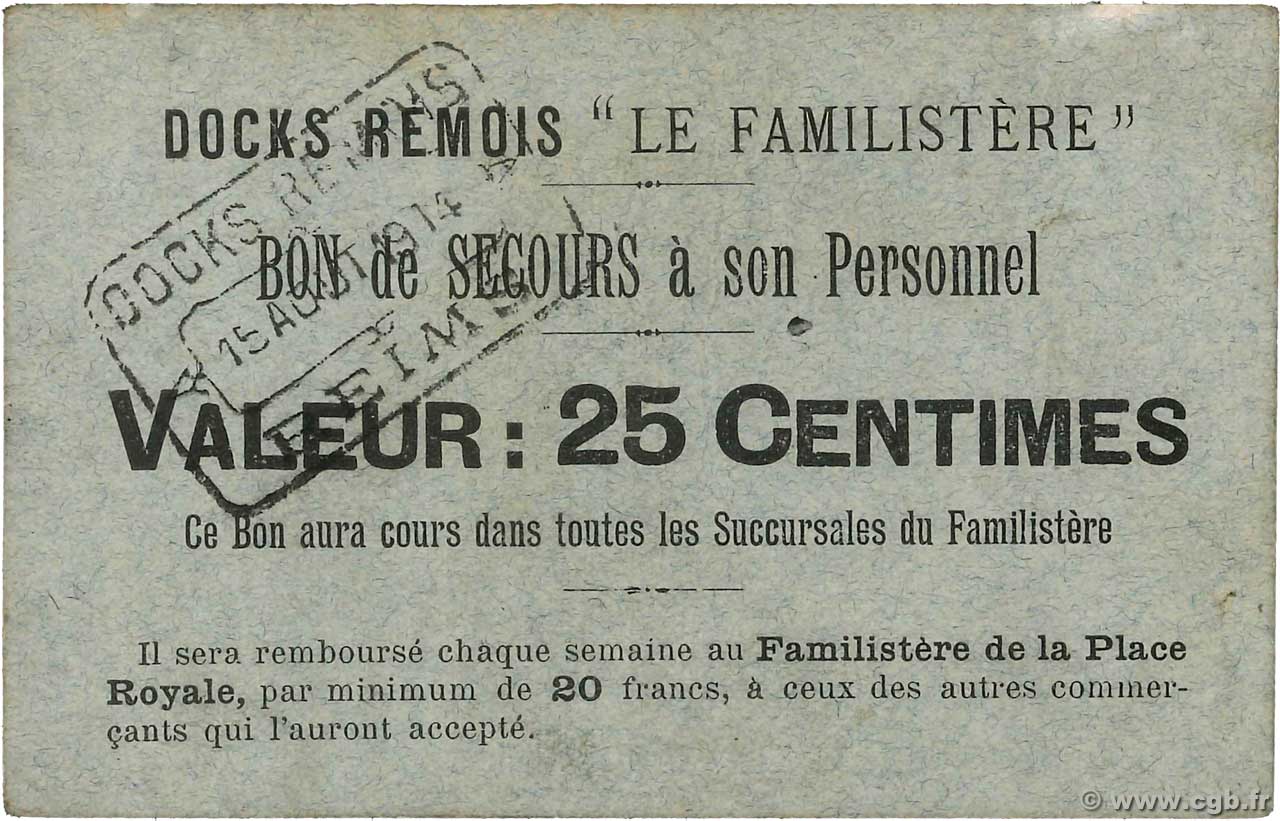 25 Centimes FRANCE régionalisme et divers Reims 1914 JP.51-19 TTB