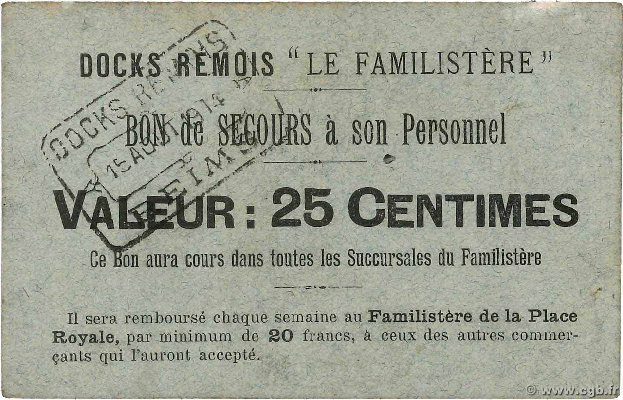 25 Centimes FRANCE regionalism and various Reims 1914 JP.51-19 VF