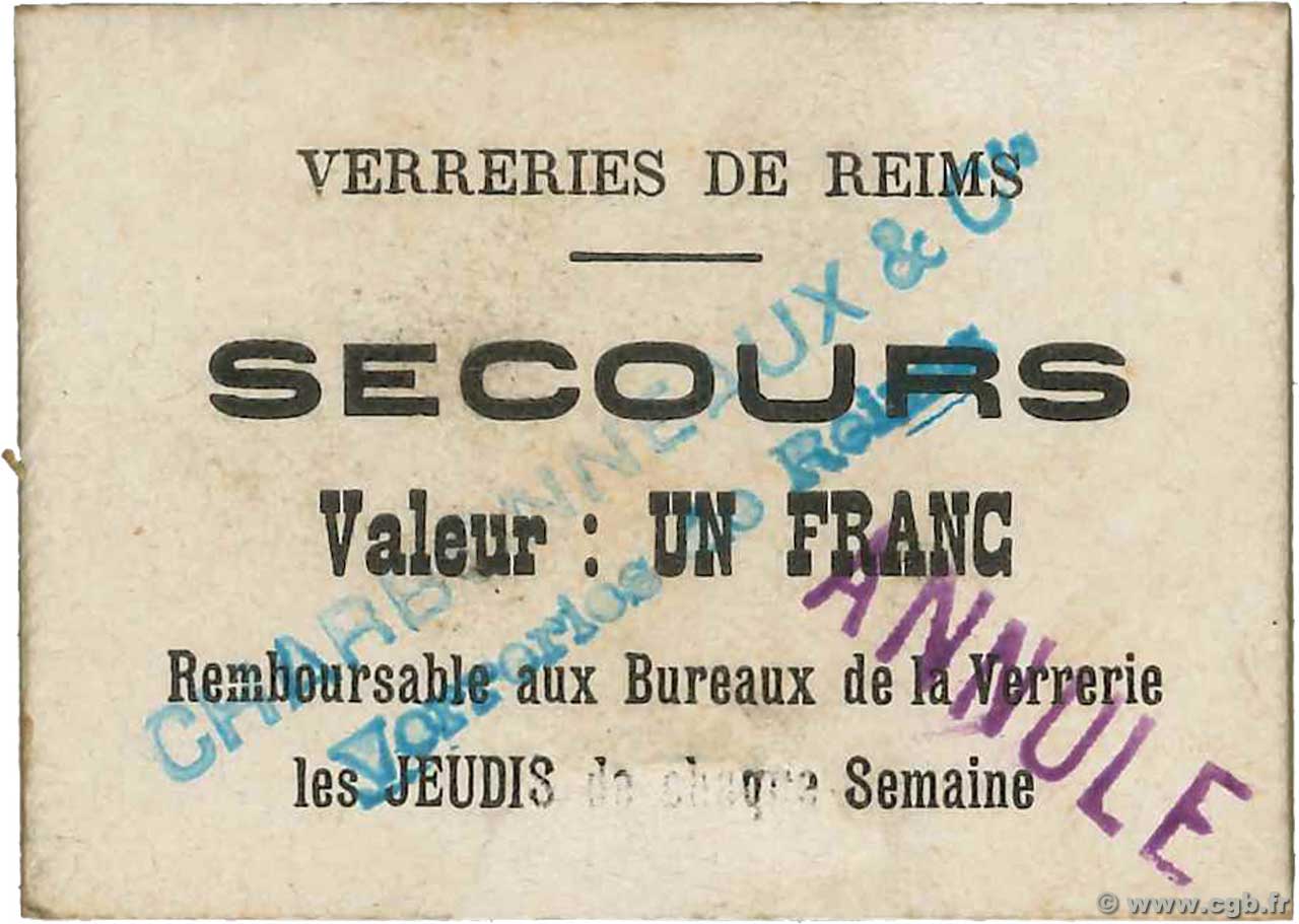 1 Franc FRANCE régionalisme et divers Reims 1914 JP.51-38 SUP