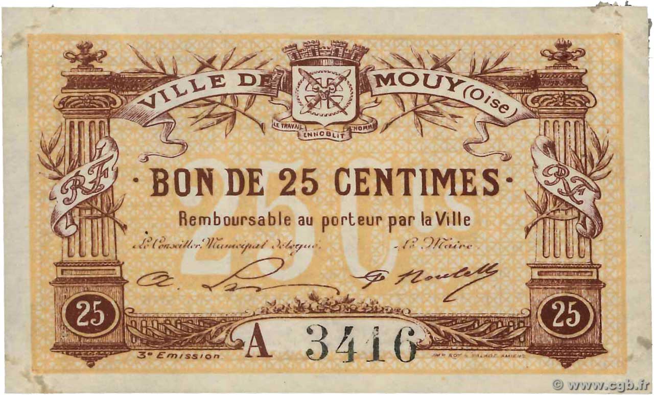 25 Centimes FRANCE regionalism and various Mouy 1916 JP.60-051 XF