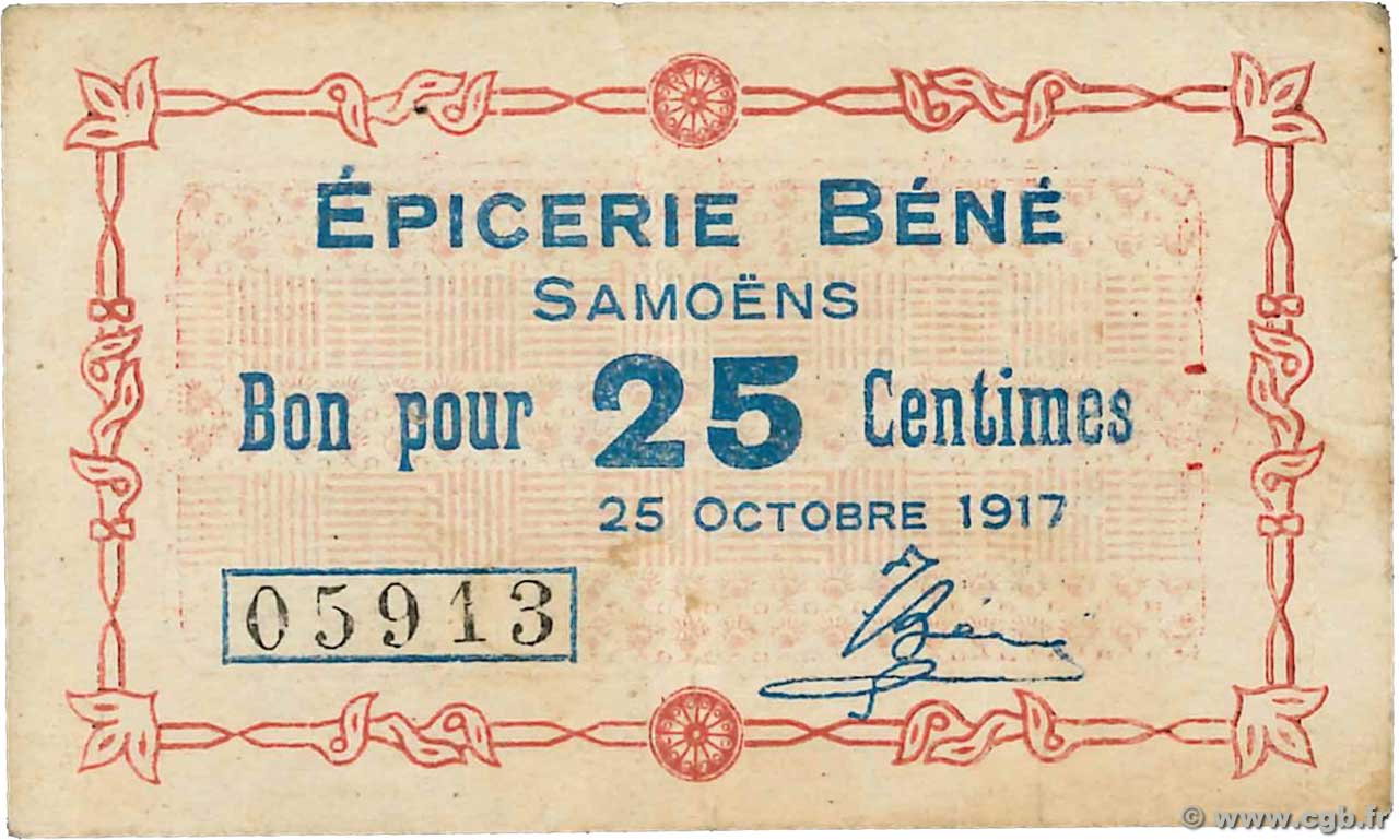 25 Centimes FRANCE regionalismo e varie Samoens 1917 JP.74-42 MB