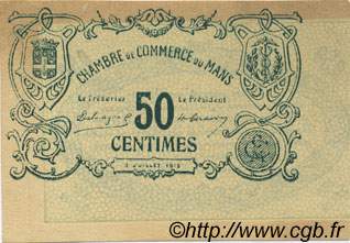 50 Centimes Fauté FRANCE regionalismo y varios Le Mans 1915 JP.069.01 SC