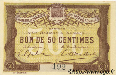50 Centimes FRANCE Regionalismus und verschiedenen Le Tréport 1915 JP.071.05 ST