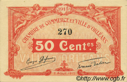 50 Centimes FRANCE regionalismo e varie Orléans 1915 JP.095.04 AU