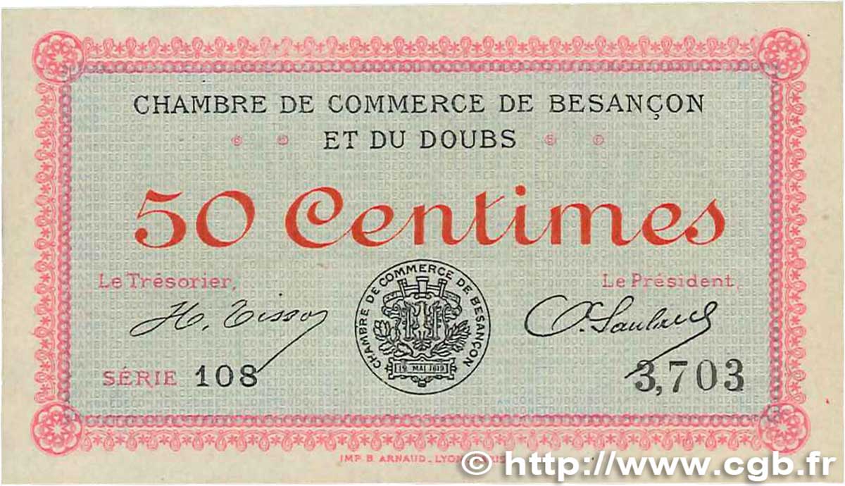 50 Centimes FRANCE regionalism and miscellaneous Besançon 1915 JP.025.01 XF