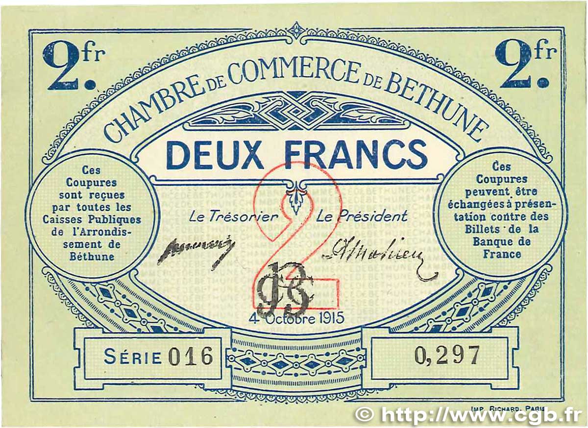 2 Francs FRANCE regionalism and various Béthune 1915 JP.026.10 XF