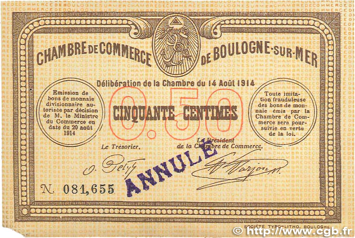 50 Centimes Annulé FRANCE Regionalismus und verschiedenen  1914 JP.031.01var. fVZ